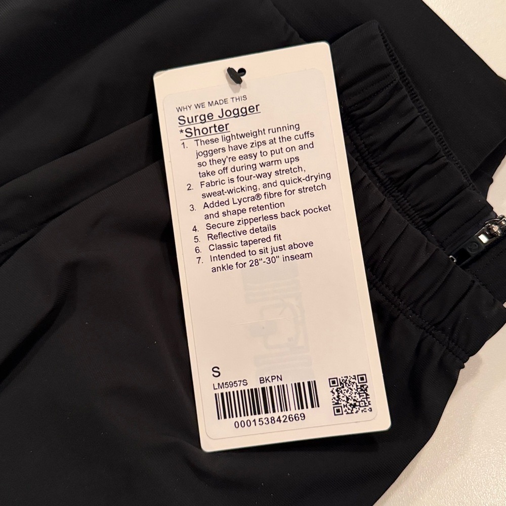 Lululemon NWT Black Surge Jogger Pants